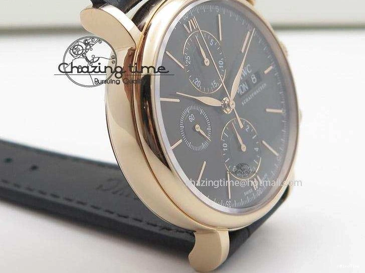MIROTIME 0518 Portofino Chrono RG Black Dial on Black Leather Strap A HighPerformance 7389